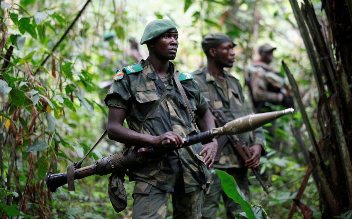 Democratic Republic of Congo military personnel (FARDC) patrol against the Allied Democratic Forces (ADF) near Beni in North-Kivu province, File. REUTERS/Kenny Katombe/File Photo